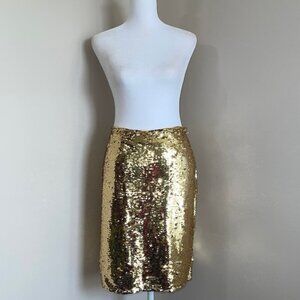Gold Side Zip Sequin Mini Skirt​​